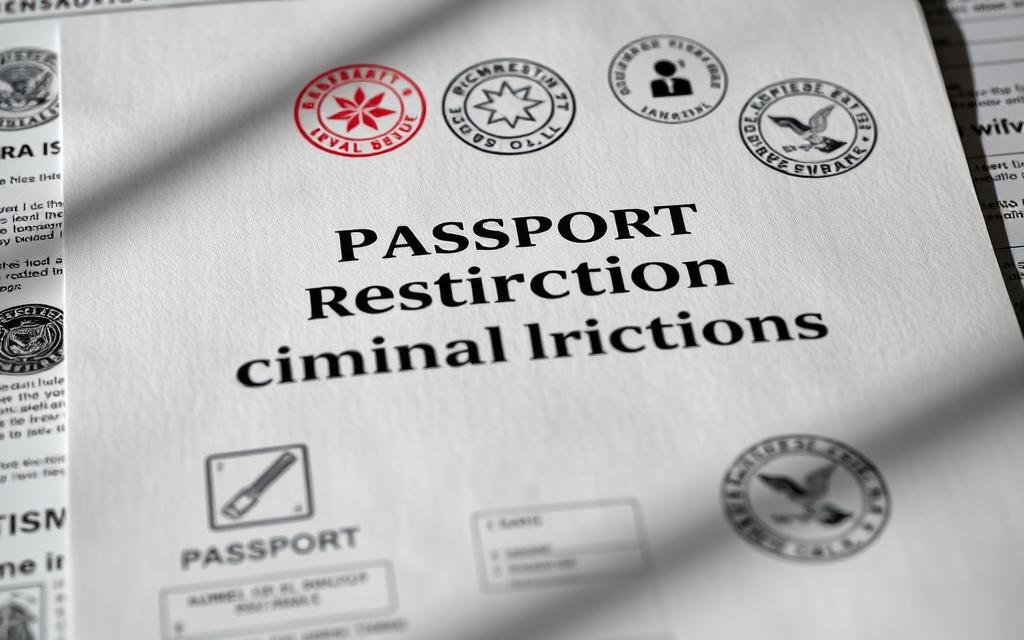 A Detailed, Government-Issued Document Fills The Frame, Its Pages Open To Reveal Official Stamps And Seals. The Text &Quot;Passport Restrictions For Criminal Convictions&Quot; Is Prominently Displayed, Surrounded By Icons And Symbols Suggesting Legal Restrictions. The Lighting Is Crisp And Directional, Casting Subtle Shadows That Accentuate The Textured Surfaces. The Angle Is Slightly Elevated, Giving The Viewer A Sense Of Authority And Importance. The Overall Mood Is Somber And Official, Conveying The Gravity Of The Subject Matter. A Detailed, Government-Issued Document Fills The Frame, Its Pages Open To Reveal Official Stamps And Seals. The Text &Quot;Passport Restrictions For Criminal Convictions&Quot; Is Prominently Displayed, Surrounded By Icons And Symbols Suggesting Legal Restrictions. The Lighting Is Crisp And Directional, Casting Subtle Shadows That Accentuate The Textured Surfaces. The Angle Is Slightly Elevated, Giving The Viewer A Sense Of Authority And Importance. The Overall Mood Is Somber And Official, Conveying The Gravity Of The Subject Matter.